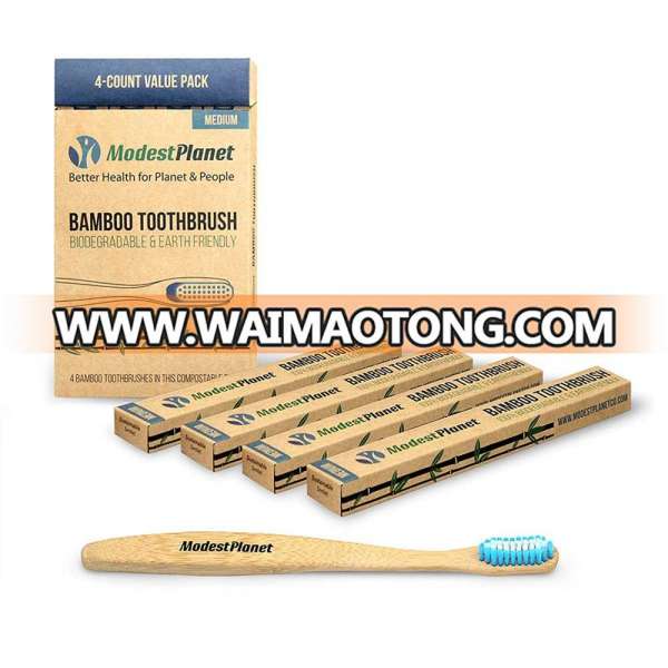 Free Individual Kraft Box Package Bamboo Toothbrushes with Private Label